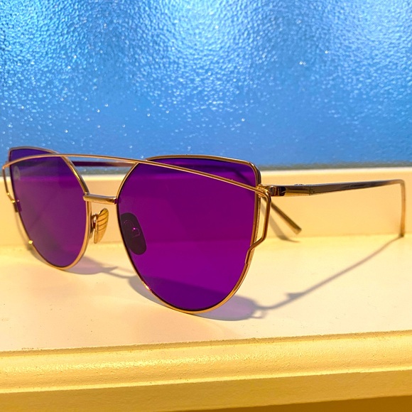 Purple Lens Chic Gold Frame Aviators - Picture 1 of 4